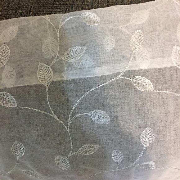 White-Silver Emb Pole Top Curtains 6 Panels - Picture 3 of 6